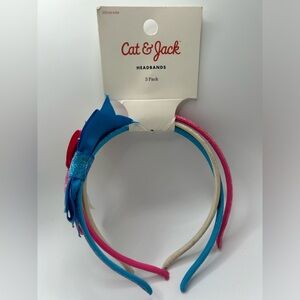 Cat & Jack Sparkle Headbands with Bows- 3 Pack (Pink, White & Blue) CHILD